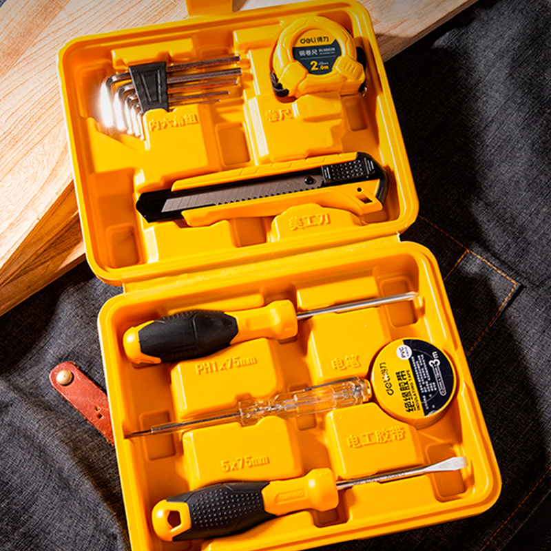 Набір інструментів з 11 предметів побутової Deli DL1011J для ремонту та обслуговування Жовтий