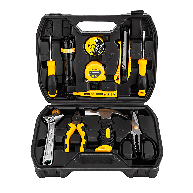 Набір інструментів з 12 предметів побутової Deli DL1012 для ремонту та обслуговування Чорний