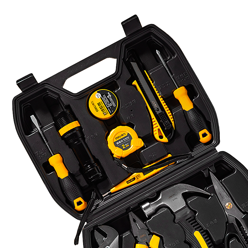 Набір інструментів з 12 предметів побутової Deli DL1012 для ремонту та обслуговування Чорний