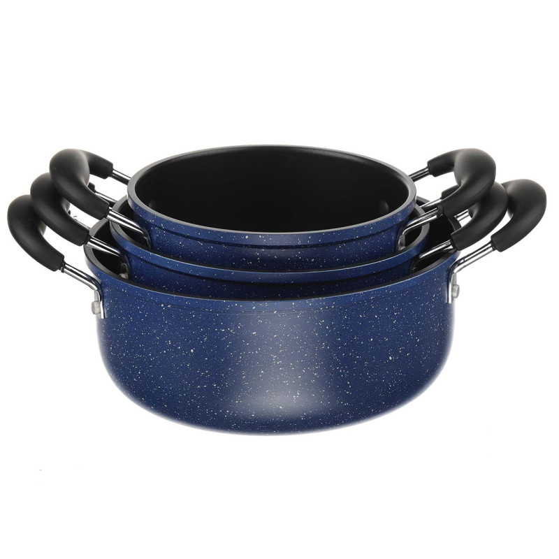 Набір посуду з мармуровим покриттям, 6 предметів синій A-Plus 1742