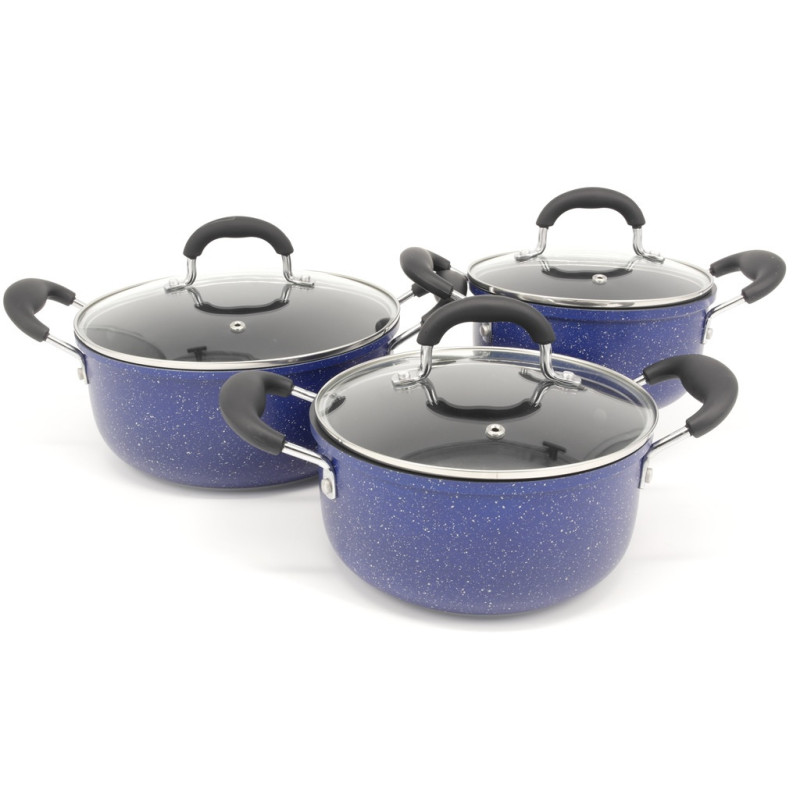 Набір посуду з мармуровим покриттям, 6 предметів синій A-Plus 1742
