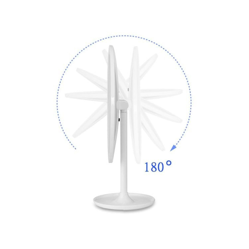 Дзеркало косметична настільна з LED підсвічуванням регульована кругла з підставкою White (WJ2012)