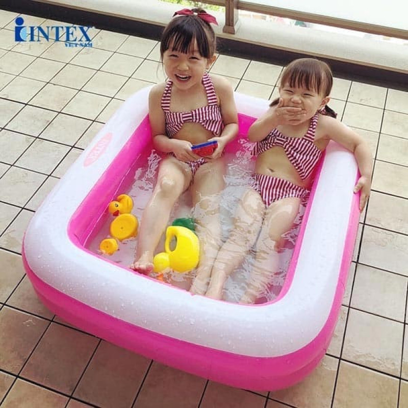 Надувний басейн дитячий від 1 року Intex 57100 85х85х23см 57л 2 камери Рожевий