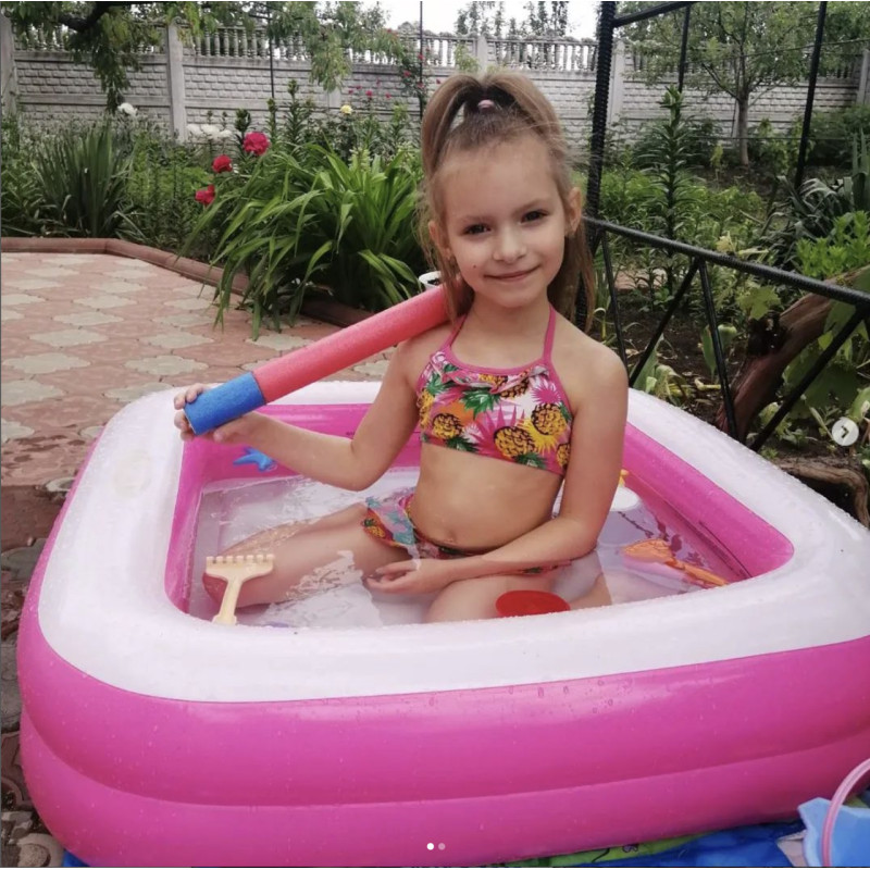 Надувний басейн дитячий від 1 року Intex 57100 85х85х23см 57л 2 камери Рожевий