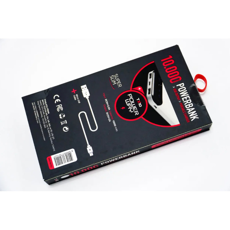 Портативний зарядний пристрій 10000 mAh повербанк 2 USB Powerway TX10 powerbank