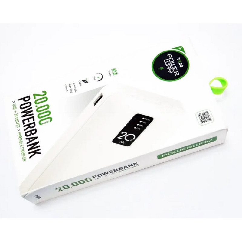 Портативний зарядний пристрій 20000 mAh повербанк 2 USB Powerway TX23 powerbank