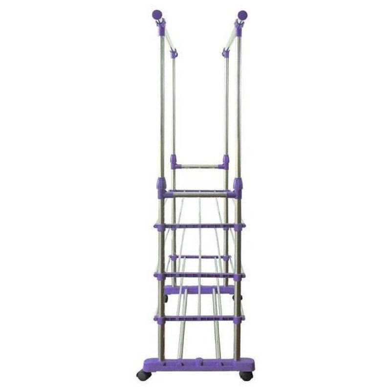 Посилена вішалка - стійка для одягу Clothes Doble Ajustable телескопічна з полицями