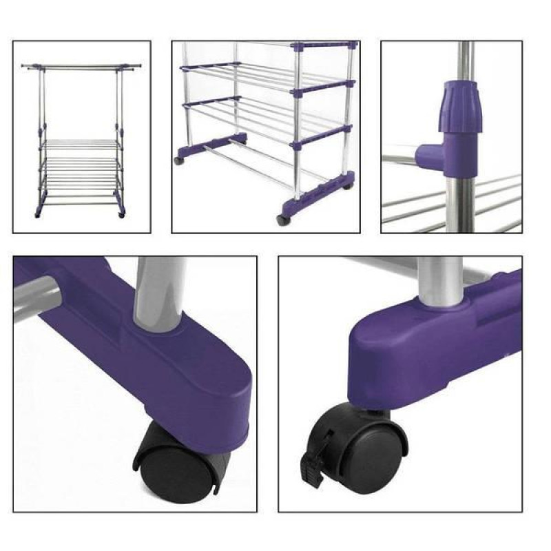 Посилена вішалка - стійка для одягу Clothes Doble Ajustable телескопічна з полицями