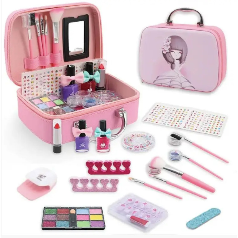 Дитячий набір косметики та набор для манікюру в валізі 768-7 Рожевий