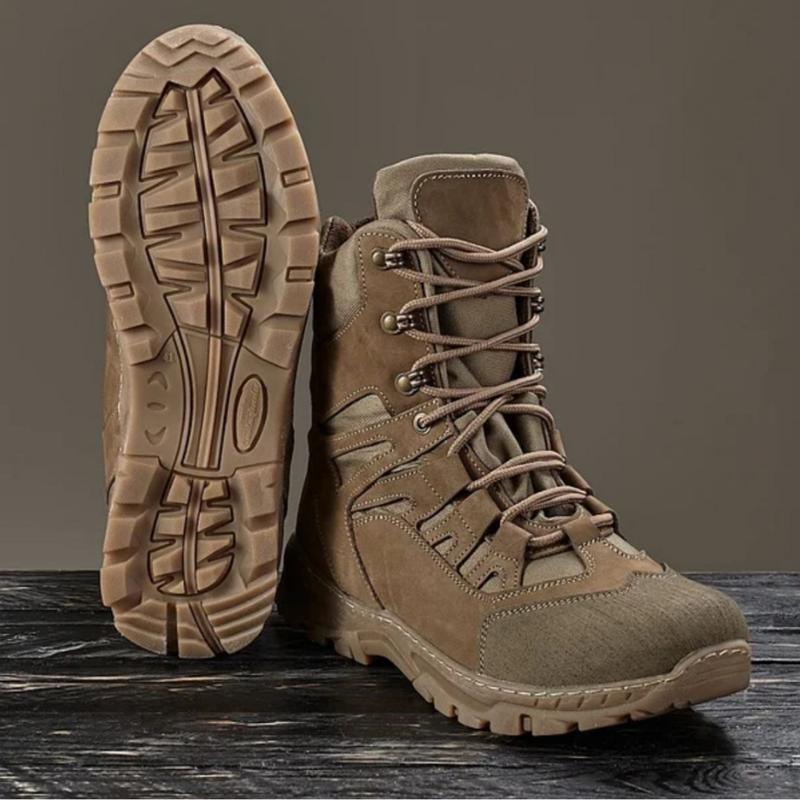 Берці тактичні унісекс 36 (23.5 см) всесезонні вологостійкі зі шкіри нубук Pamir Ukr-Tec 1209975 Коричневий