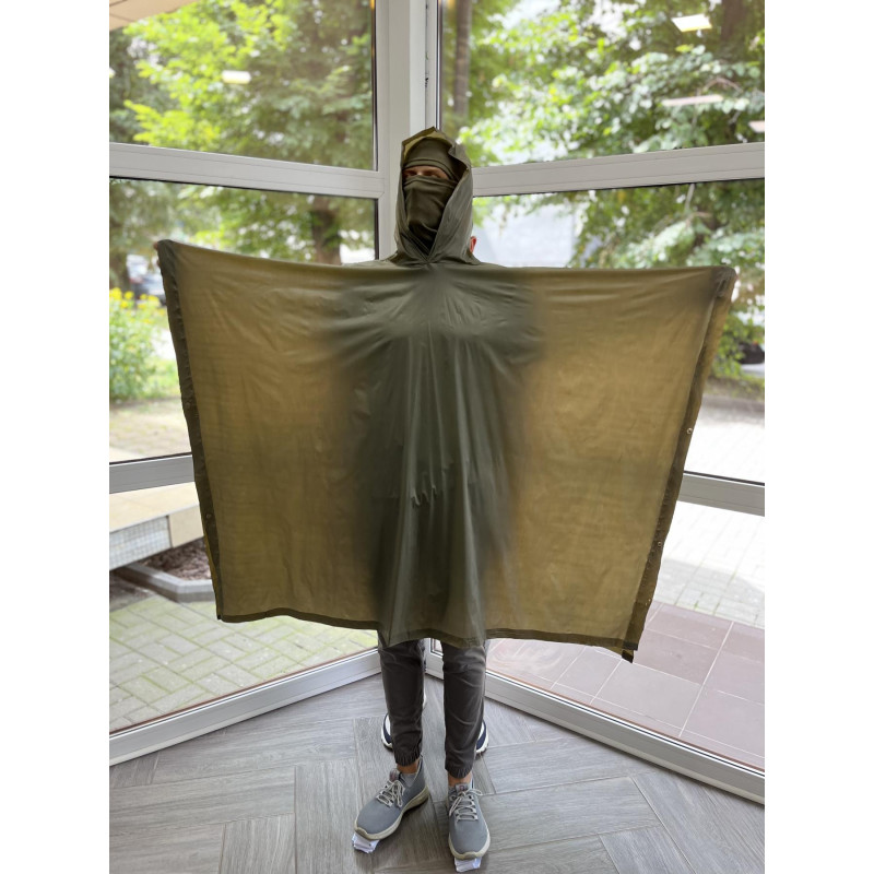 Тактичний дощовик Пончо Raincoat водонепроникний плащ One Size (Хакі) накидка від дощу