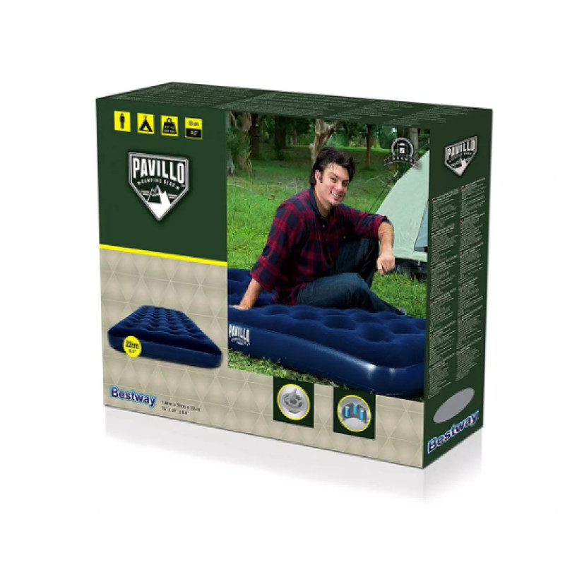 Матрац надувний одномісний з флоку 99*188*22 см Bestway Pavillo 67001 Синій