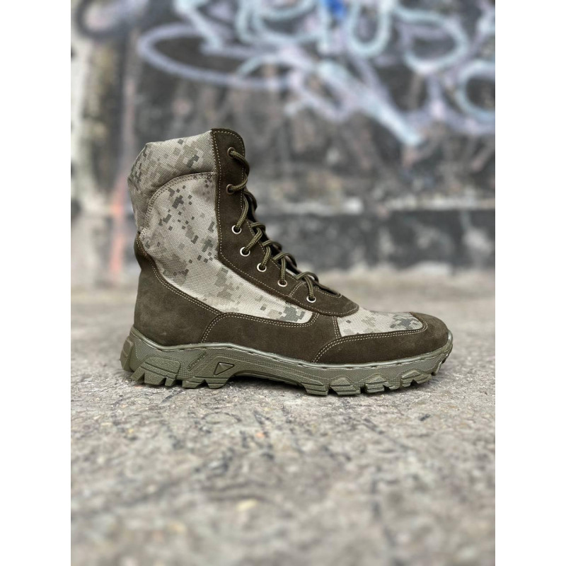 Берці тактичні чоловічі Light Boots 40 (26.5 см) Весна/Літо шкіра та кордура черевики легкі (Олива-Піксель)