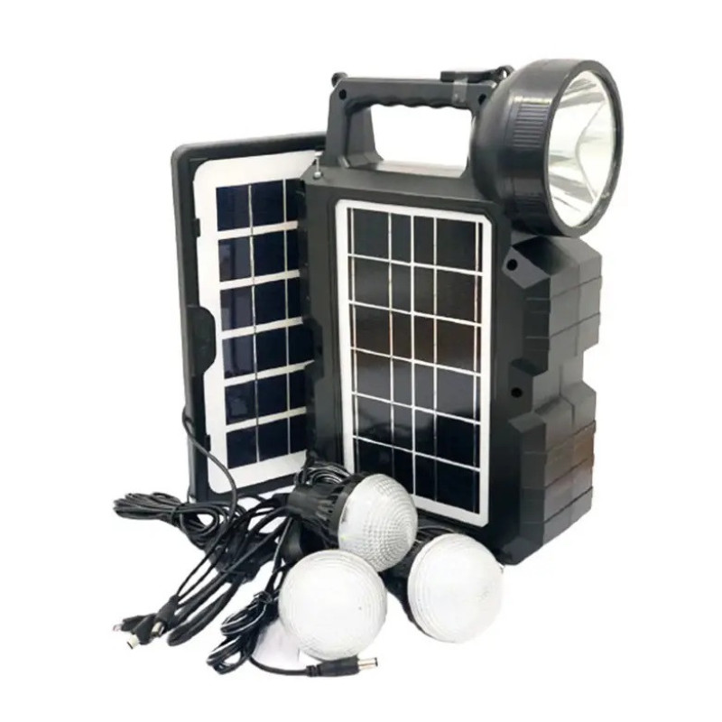 Багатофункціональний LED ліхтар із сонячною панеллю, радіо, MP3 плеєр, функцією повербанку та 3 лампочками 3W 9V CcLamp CL-810 Bluetooth Чорний