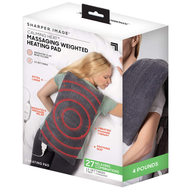 Масажний та зігріваючий килимок для спини Massaging weighted heating pad у чохлі Gray