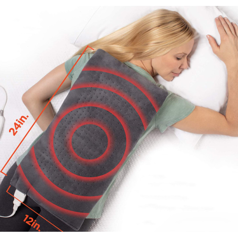Масажний та зігріваючий килимок для спини Massaging weighted heating pad у чохлі Gray