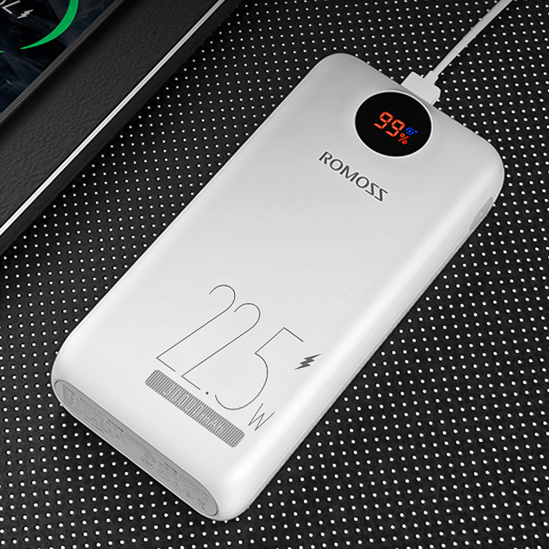 Зовнішній портативний акумулятор 30000 mAh Romoss PSW30PF з швидкою зарядкою та дісплеєм Зовнішній портативний акумулятор 30000 mAh Romoss PSW30PF з швидкою зарядкою та дісплеєм