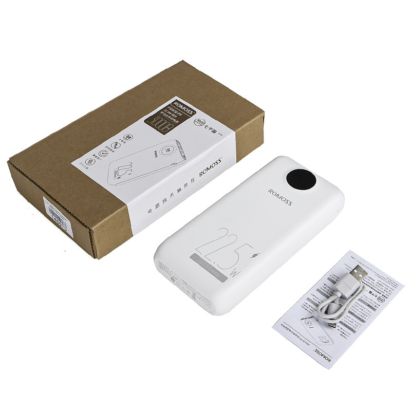 Зовнішній портативний акумулятор 30000 mAh Romoss PSW30PF з швидкою зарядкою та дісплеєм Зовнішній портативний акумулятор 30000 mAh Romoss PSW30PF з швидкою зарядкою та дісплеєм