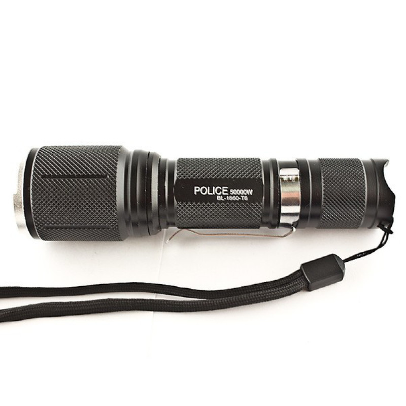 Ручний ліхтар компактний туристичний з 5 режимами роботи zoom microUSB акумуляторний 18650 метал Bailong BL-1860-T6 Чорний