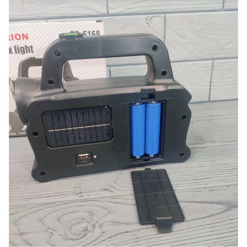 Кемпінговий ліхтар світлодіодний з акумулятором та функцією Power Bank Gold Orion OR-6168 переносний ліхтарик з ручкою Чорний/Зелений