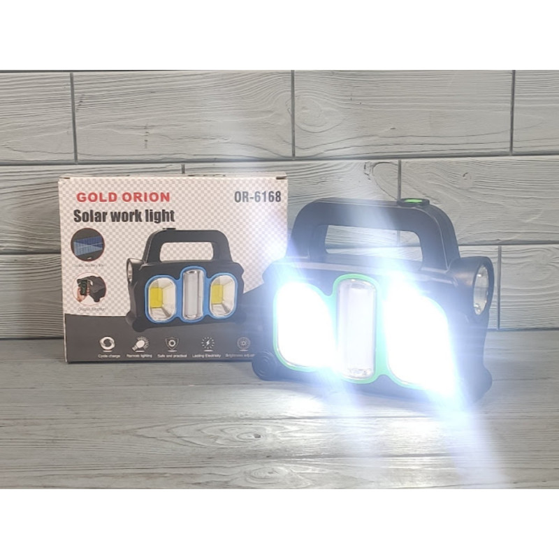 Кемпінговий ліхтар світлодіодний з акумулятором та функцією Power Bank Gold Orion OR-6168 переносний ліхтарик з ручкою Чорний/Зелений