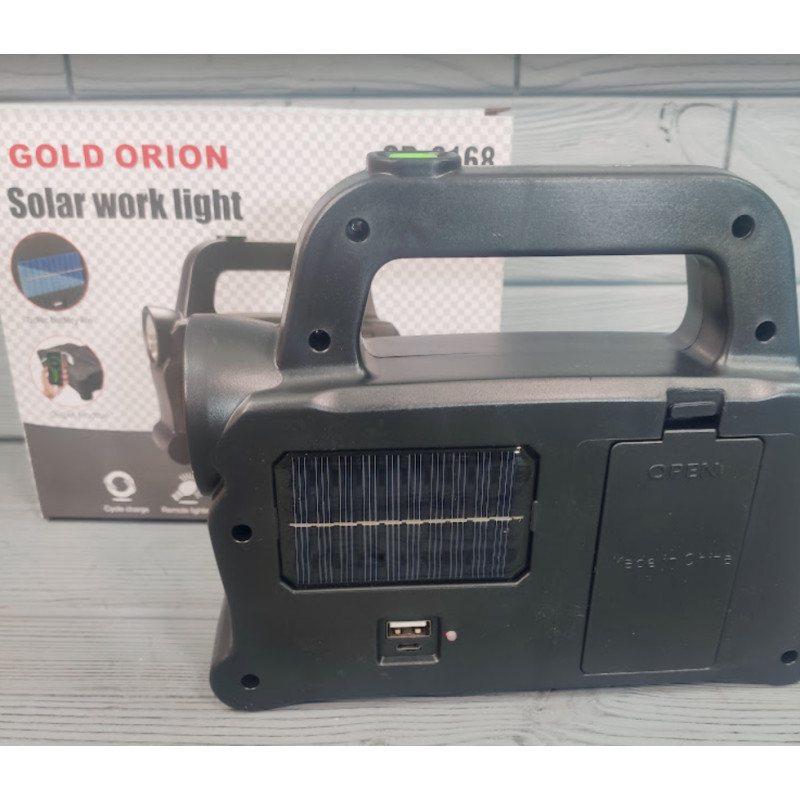 Кемпінговий ліхтар світлодіодний з акумулятором та функцією Power Bank Gold Orion OR-6168 переносний ліхтарик з ручкою Чорний/Зелений