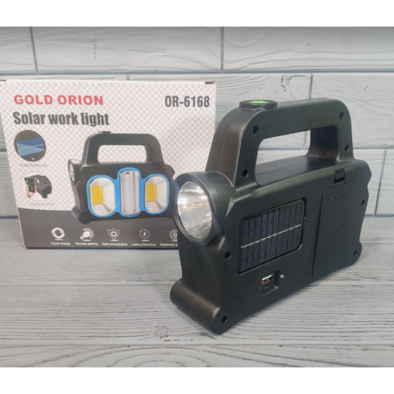 Кемпінговий ліхтар світлодіодний з акумулятором та функцією Power Bank Gold Orion OR-6168 переносний ліхтарик з ручкою Чорний/Зелений