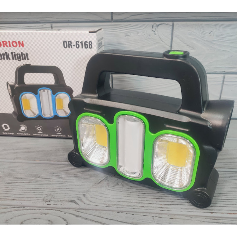 Кемпінговий ліхтар світлодіодний з акумулятором та функцією Power Bank Gold Orion OR-6168 переносний ліхтарик з ручкою Чорний/Зелений