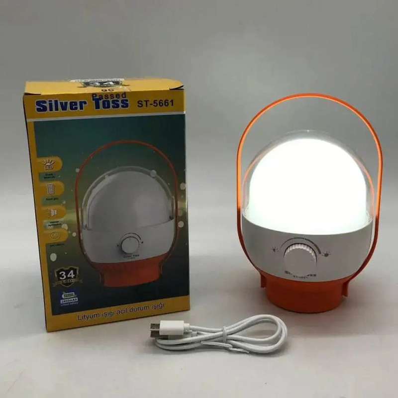 Кемпінговий світлодіодний ліхтар із акумулятором Silver Toss ST-5661 аварійний LED ліхтар із регулюванням світла та зарядкою від USB Помаранчевий
