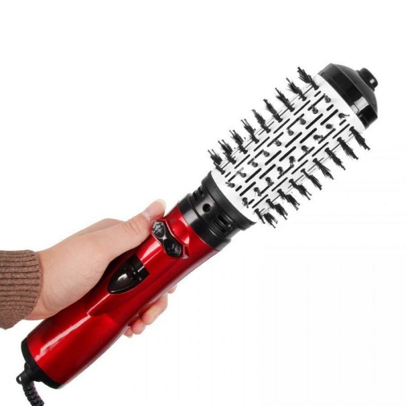 Професійний фен-гребінець для укладання волосся Shiny Beauty 2 в 1 керамічний стайлер 800 Вт Червоний
