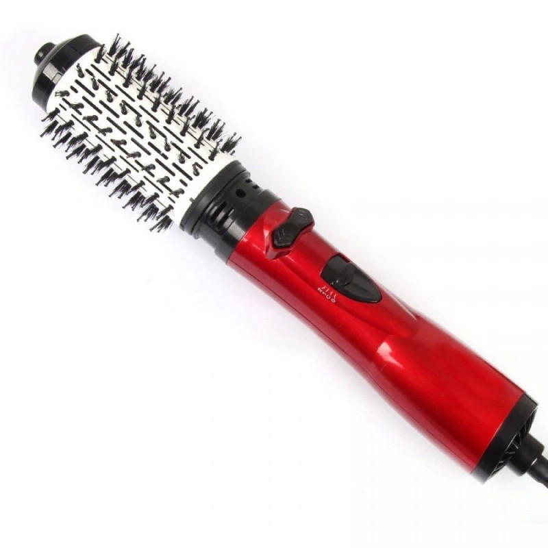 Професійний фен-гребінець для укладання волосся Shiny Beauty 2 в 1 керамічний стайлер 800 Вт Червоний