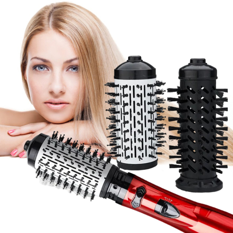 Професійний фен-гребінець для укладання волосся Shiny Beauty 2 в 1 керамічний стайлер 800 Вт Червоний