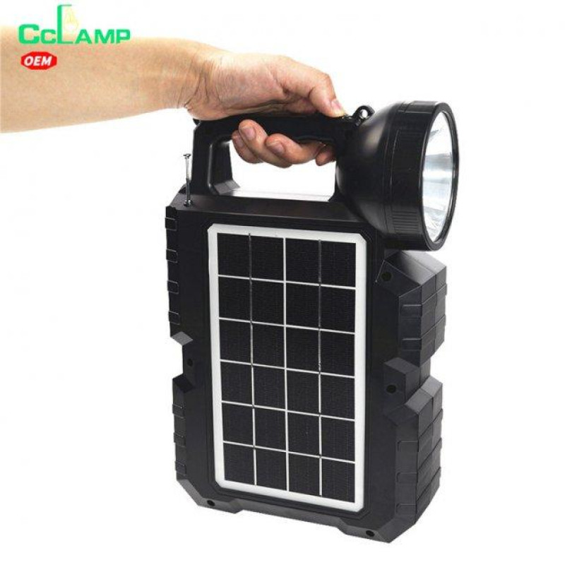 Багатофункціональний LED ліхтар із сонячною панеллю, радіо, MP3 плеєр, функцією повербанку та 3 лампочками 3W 9V CcLamp CL-810 Bluetooth Чорний