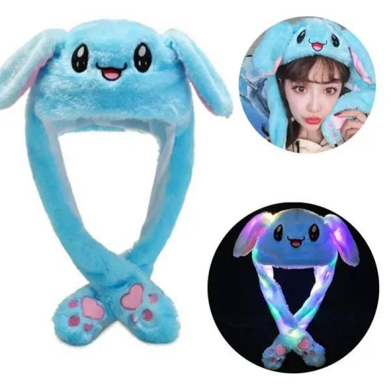 Плюшева шапка з рухомими кролячими вушками Синій