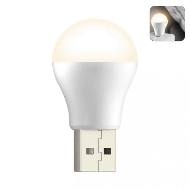 Лампа нічник світлодіодна USB Lesko 2023 для повербанка Тепле світло