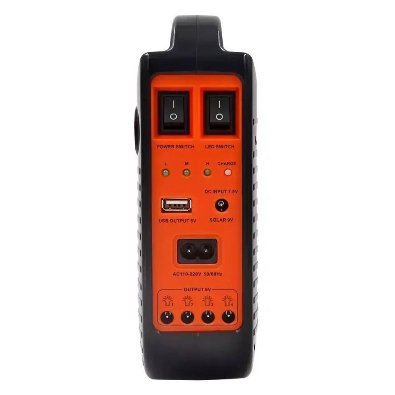 Багатофункціональний LED ліхтар із сонячною панеллю, радіо, MP3 плеєр, функцією повербанку та 3 лампочками Easy Power EP-391BT Bluetooth Чорно-помаранчевий