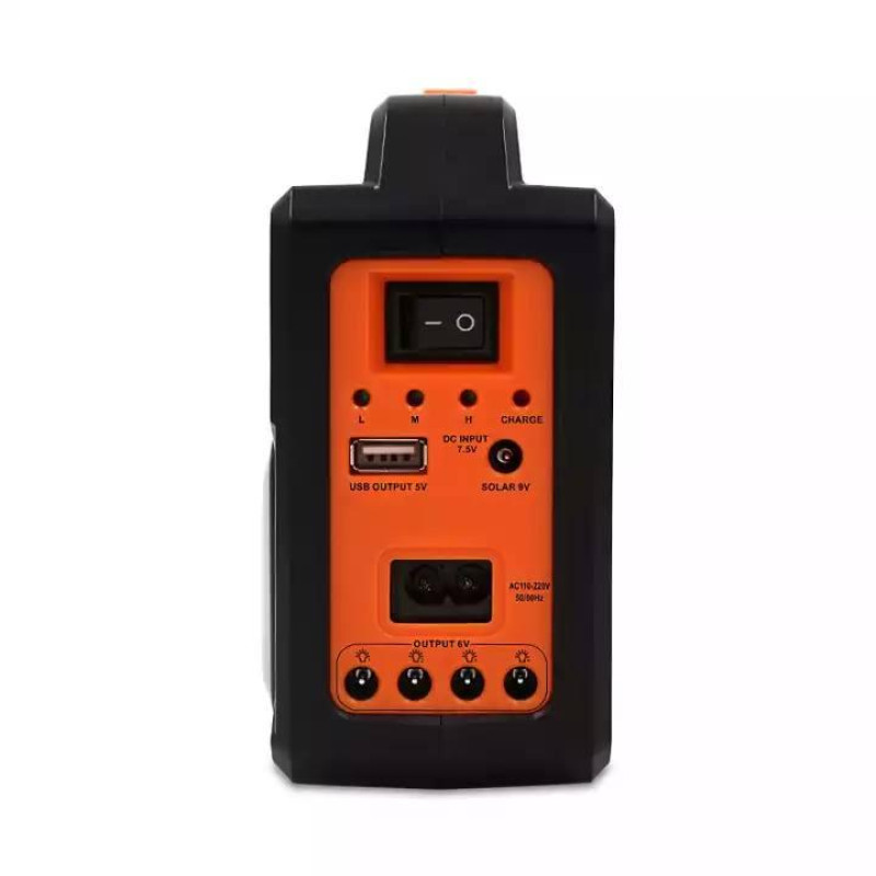 Багатофункціональний LED ліхтар із сонячною панеллю, радіо, MP3 плеєр, функцією повербанку та 3 лампочками 3W 9V Easy Power EP-393BT Bluetooth Чорно-оранжевий