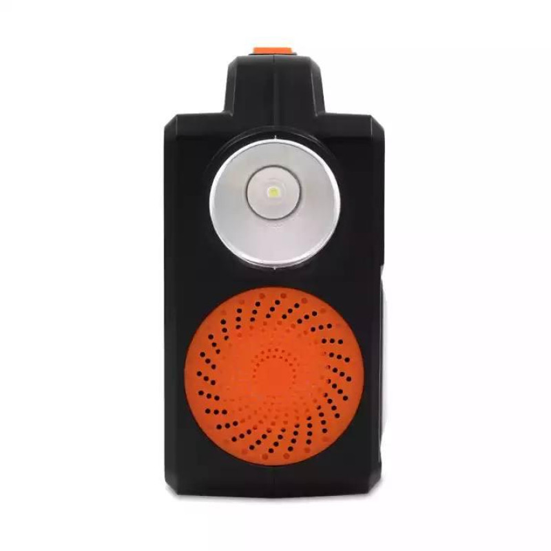 Багатофункціональний LED ліхтар із сонячною панеллю, радіо, MP3 плеєр, функцією повербанку та 3 лампочками 3W 9V Easy Power EP-393BT Bluetooth Чорно-оранжевий