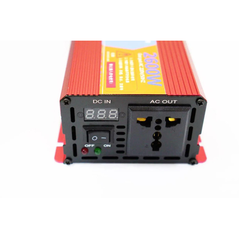 Перетворювач напруги з модіфікованою синусоїдою 2600W DC 12V в AC 220V з USB, інвертор із захистом від перевантажень Daikens Червоний