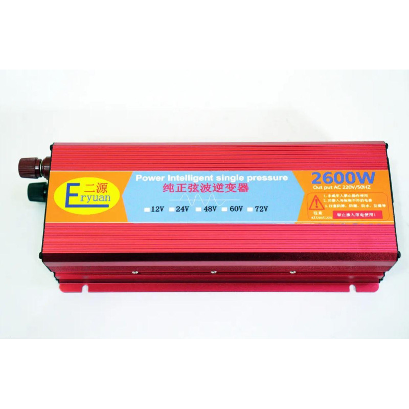 Перетворювач напруги з модіфікованою синусоїдою 2600W DC 12V в AC 220V з USB, інвертор із захистом від перевантажень Daikens Червоний