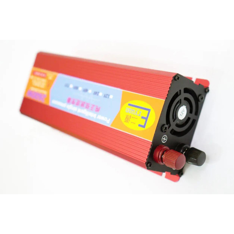 Перетворювач напруги з модіфікованою синусоїдою 2600W DC 12V в AC 220V з USB, інвертор із захистом від перевантажень Daikens Червоний