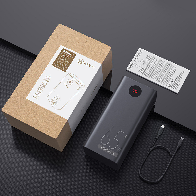 Зовнішній портативний акумулятор 40000 mAh 65W із зарядкою ноутбуків Romoss PEA40 PRO Чорний Зовнішній портативний акумулятор 40000 mAh 65W із зарядкою ноутбуків Romoss PEA40 PRO Чорний