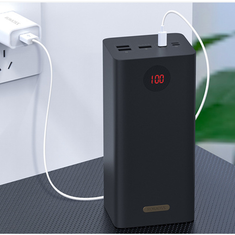 Зовнішній портативний акумулятор 57000 mAh з швидкою зарядкою Romoss PEA57 (3USB+Type-C) Чорний Зовнішній портативний акумулятор 57000 mAh з швидкою зарядкою Romoss PEA57 (3USB+Type-C) Чорний