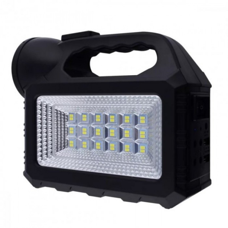 Багатофункціональний LED ліхтар із сонячною панеллю та функцією повербанку та 3 лампочками CcLamp GD-101 Чорний