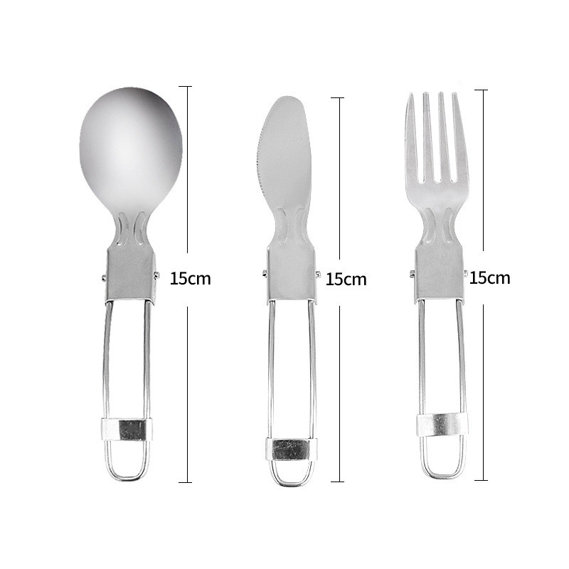 Набір столових приладів 3 предмети ложка, вилка, ніж з нержавіючої сталі скадні з чохлом Lesko 2017 3в1 Сріблястий Набір столових приладів 3 предмети ложка, вилка, ніж з нержавіючої сталі скадні з чохлом Lesko 2017 3в1 Сріблястий