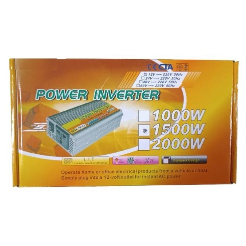 Перетворювач напруги 1500W DC 12V в AC 220V з USB, інвертор із захистом від перевантажень модифицированная синусоида Eryuan Червоний