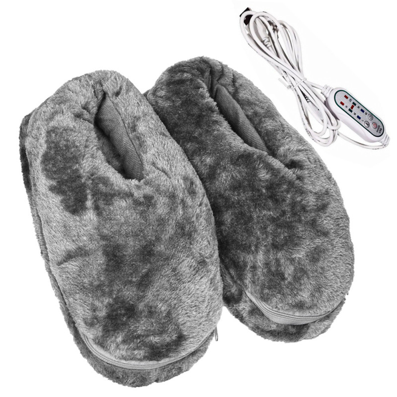 Домашні тапочки Easy Warm 43 розміру теплі закриті з підігрівом фліс Устілка 28 см. (A-225) Сірий