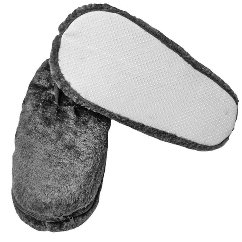 Домашні тапочки Easy Warm 43 розміру теплі закриті з підігрівом фліс Устілка 28 см. (A-225) Сірий