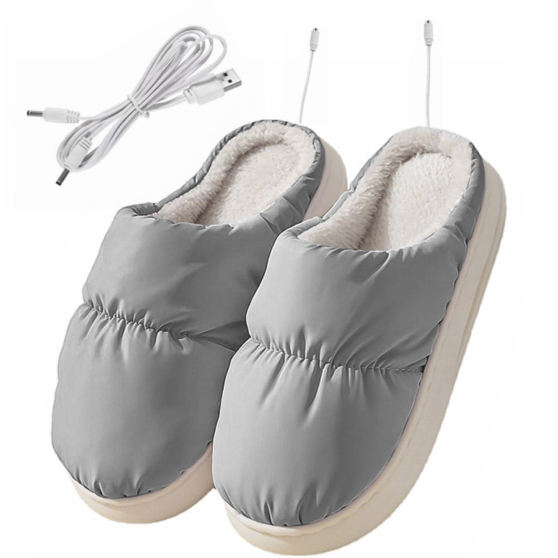 Домашні кімнатні тапочки теплі жіночі закриті з підігрівом 37.5 плюш/ПВХ Lesko A-230 Сірий