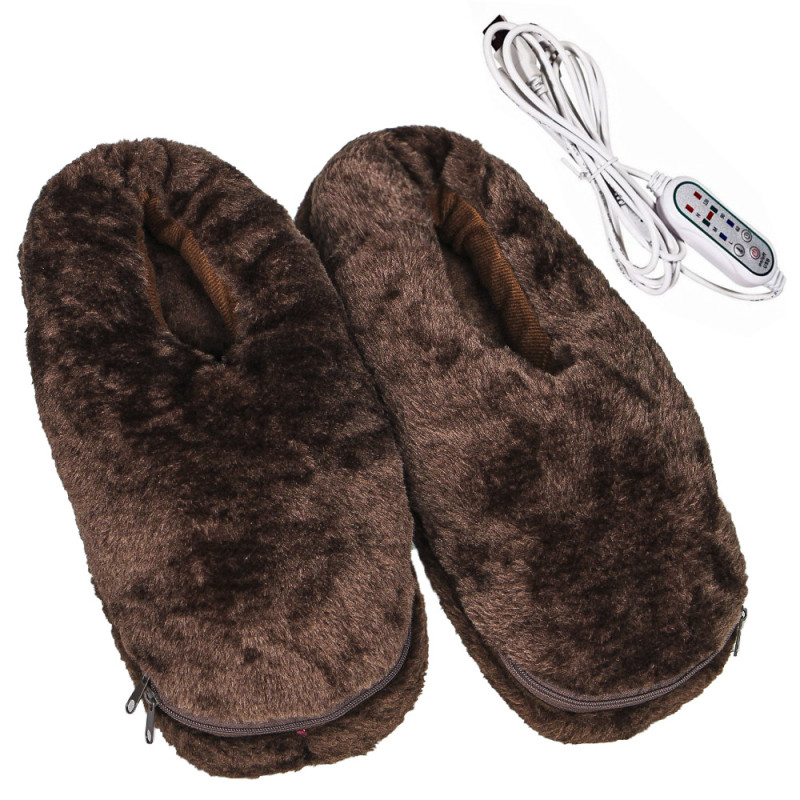 Домашні тапочки Easy Warm теплі закриті з підігрівом фліс Устілка 28 см 43 розмір (A-225) Коричневий